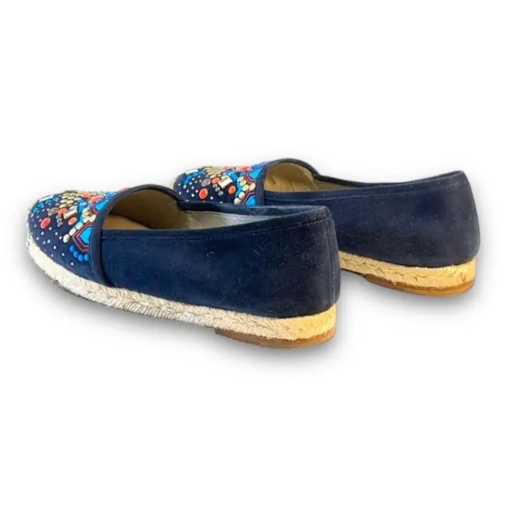 GIUSEPPE ZANOTTI DESIGN navy Jewel embellish espadrilles NWT Authentic SZ 5